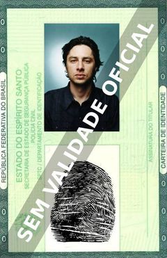 Imagem hipotética representando a carteira de identidade de Zach Braff