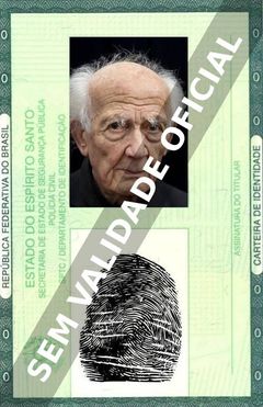 Imagem hipotética representando a carteira de identidade de Zygmunt Bauman